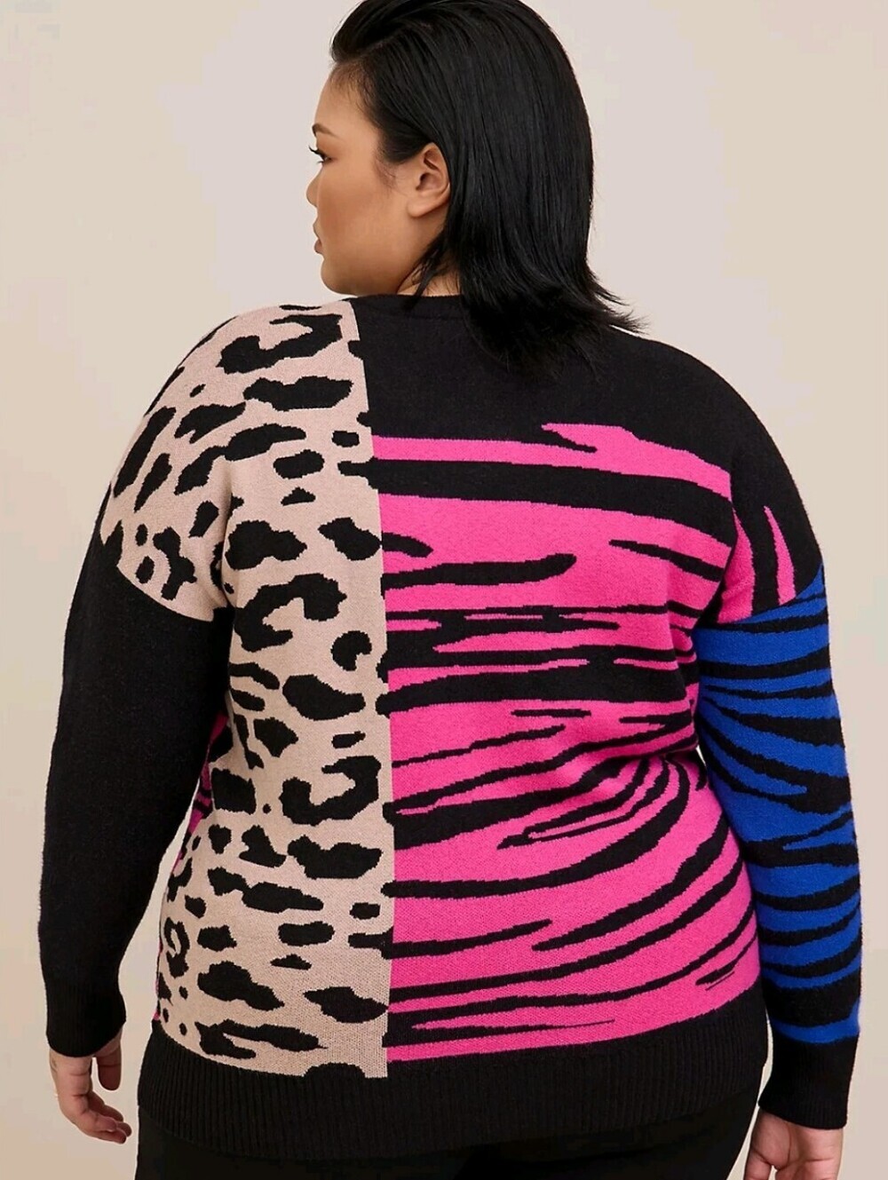 TORRID Plus Size Women Sweater Crewneck Size 0 = Size 12 Or Large Zebra Leopard - Picture 4 of 15